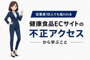 健康食品ECサイトへの不正アクセスとWebスキミングの脅威を表現したアイキャッチ画像