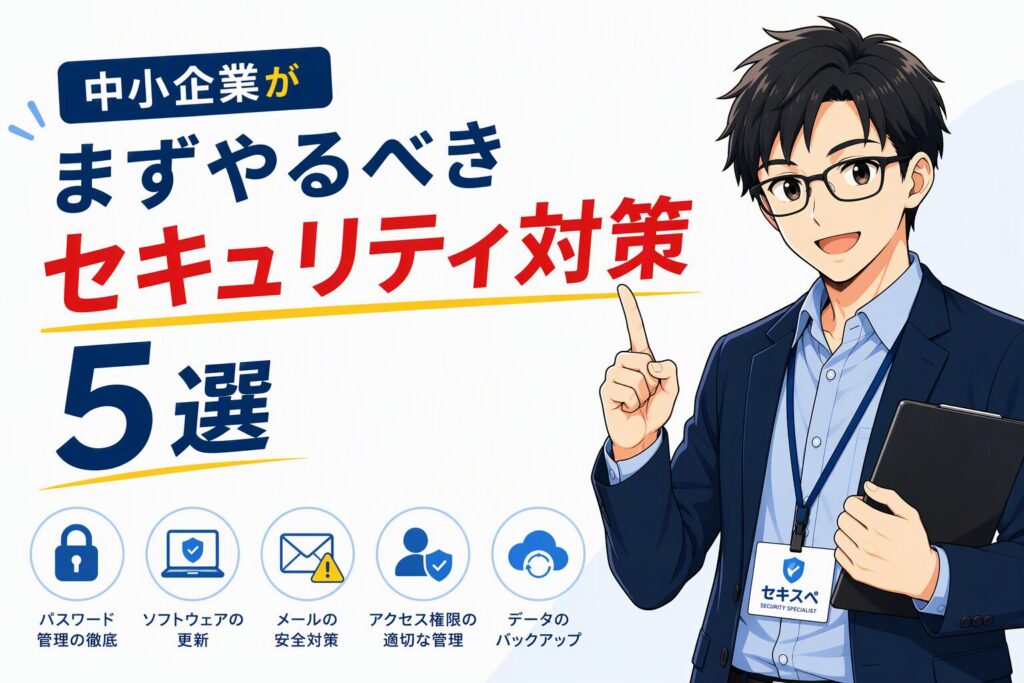 中小企業向けセキュリティ対策の具体的な始め方を解説するアイキャッチ