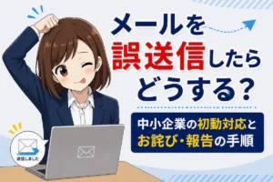 メールを誤送信してしまった場合に、中小企業がどのような初動対応を取ればよいのかを解説する記事のアイキャッチ画像