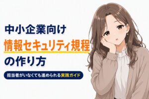 中小企業が情報セキュリティ規程を作成する様子
