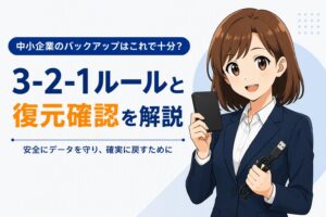 中小企業向けバックアップの3-2-1ルールと復元確認を解説するアイキャッチ画像